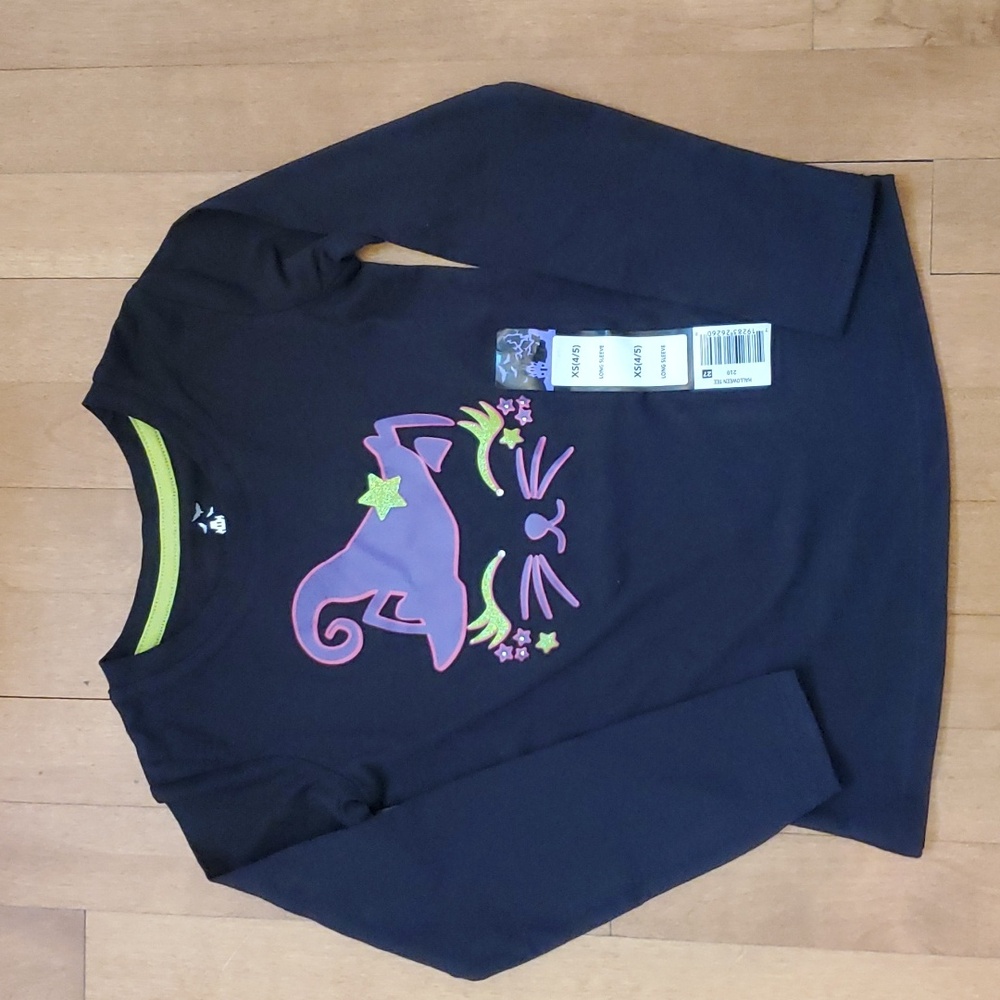 Girls Happy Halloween Black Cat Witch Hat T-Shirt Size 4/5 6/6X 10/12 14/16 NWT
